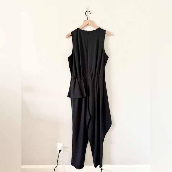 ELOQUII Sleeveless Jumpsuit with Asymmetrical Peplum in Black - Size 14 - Picture 6 of 8